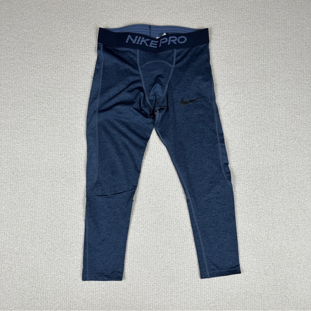 Nike Pro Dri-Fit Blue Heathered Calf Length Leggings